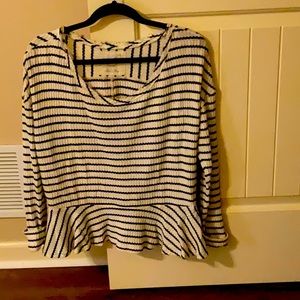 We The Free peplum top/ Black & cream colored/ size medium